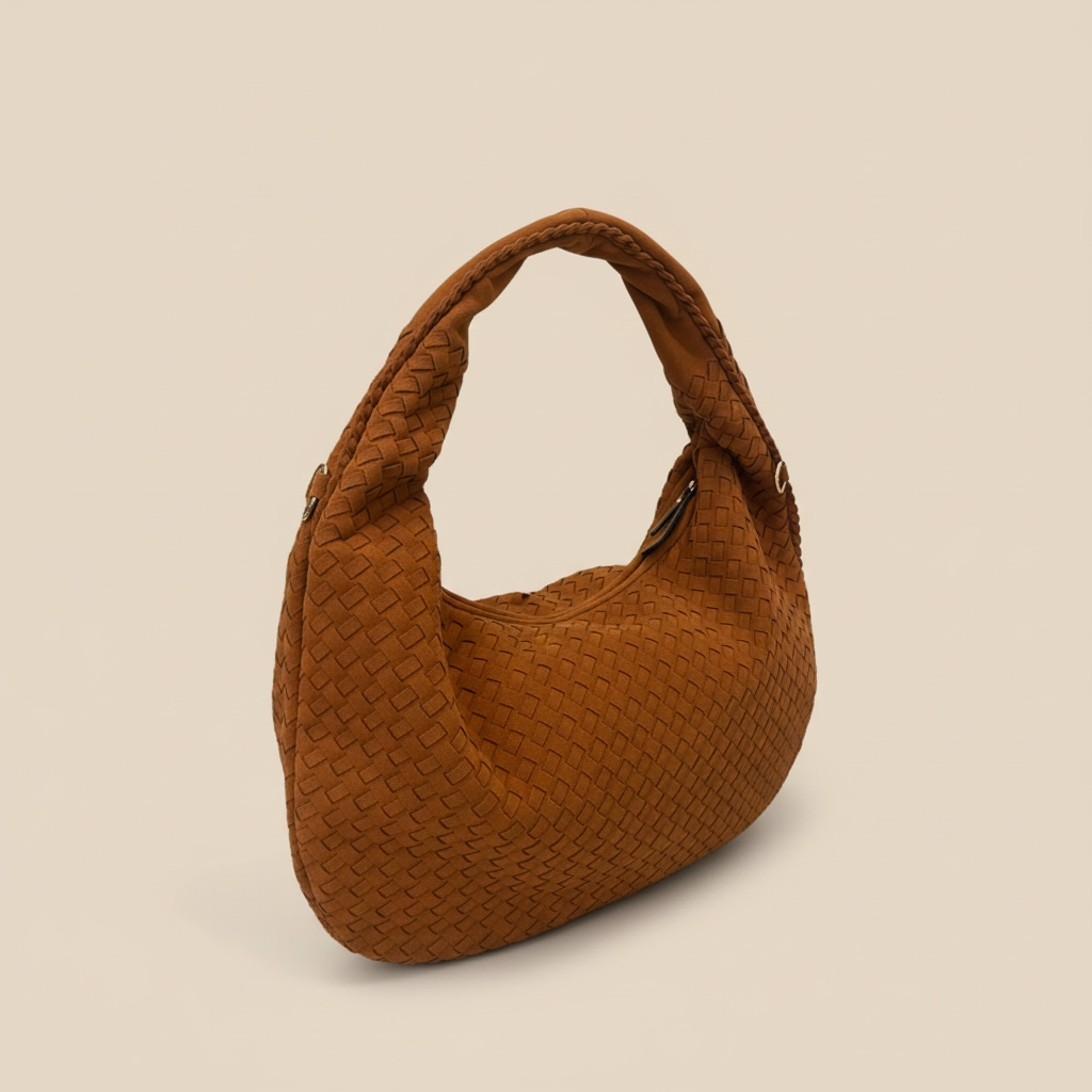 Bolso marrón trenzado ( también con bandolera) efecto ante