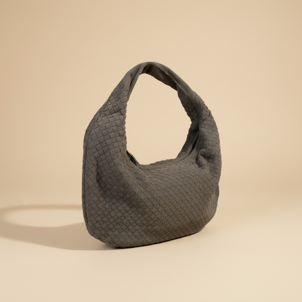 Bolso gris trenzado ( también con bandolera) efecto ante