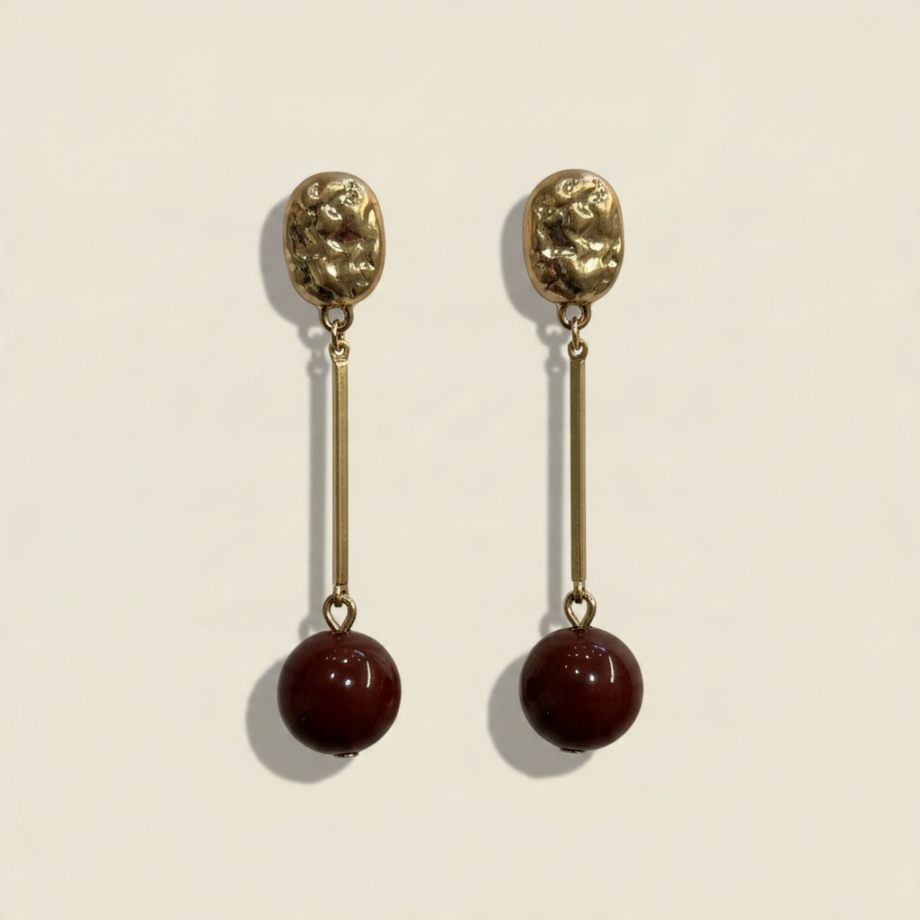 Pendientes detalle burdeos acero