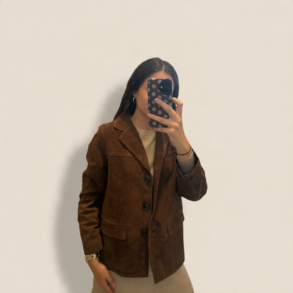 Chaqueta efecto ante larga