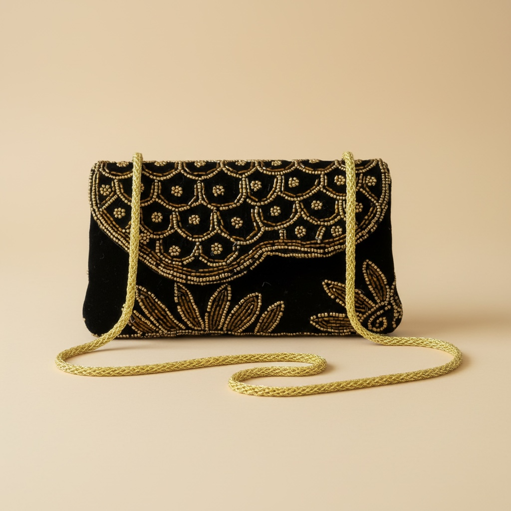 Cartera terciopelo negra