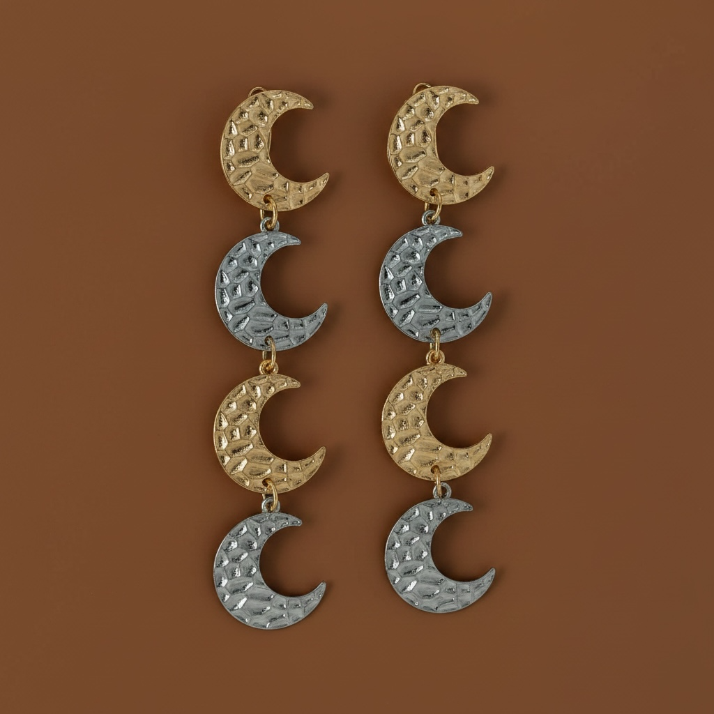 Pendientes luna mixto de acero