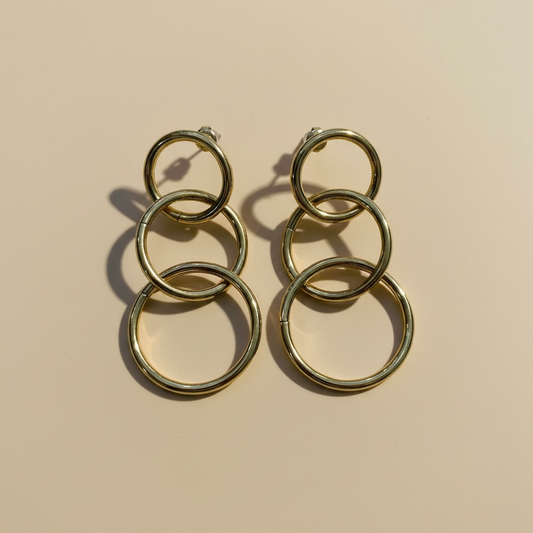 Triple aro acero dorado