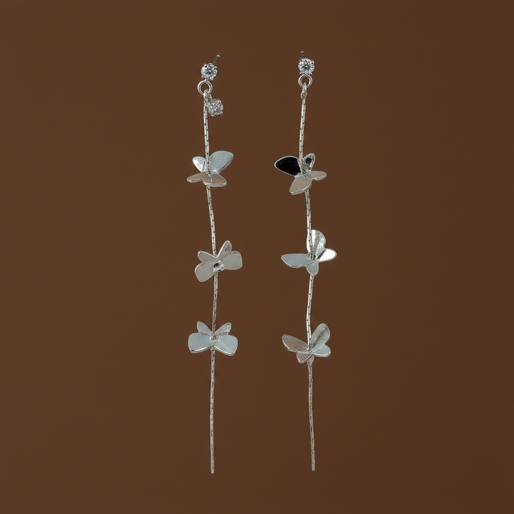 Pendientes mariposa plateado de acero