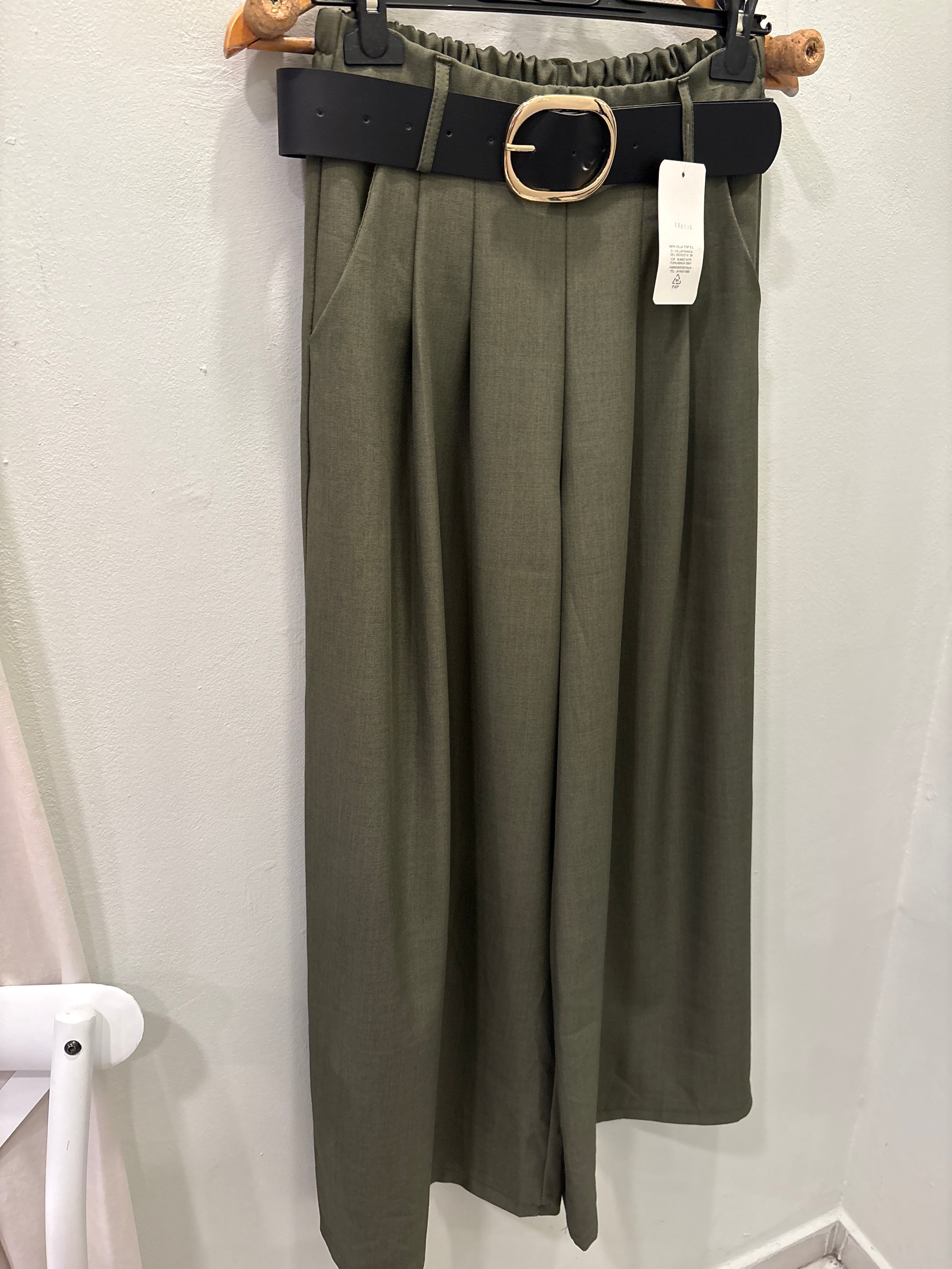 Pantalón ancho pinza verde