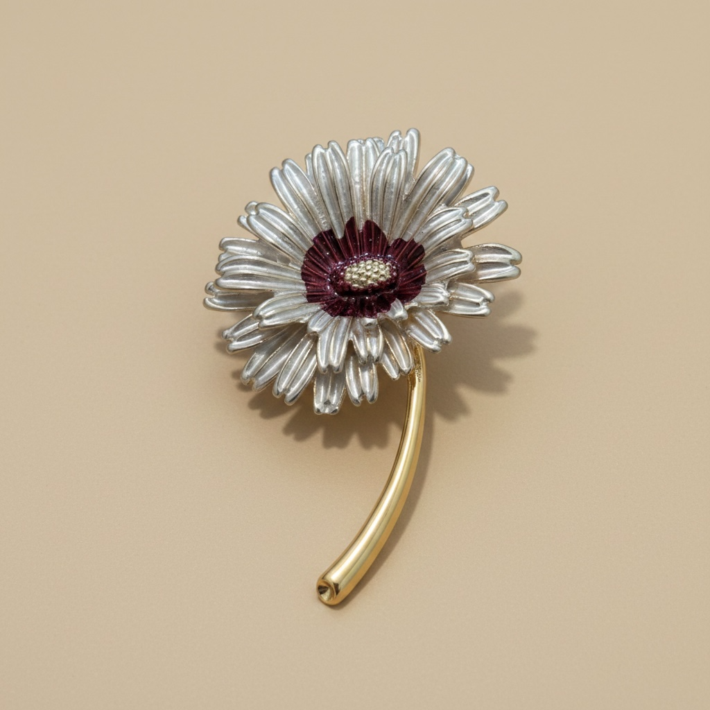 Broche flor acero