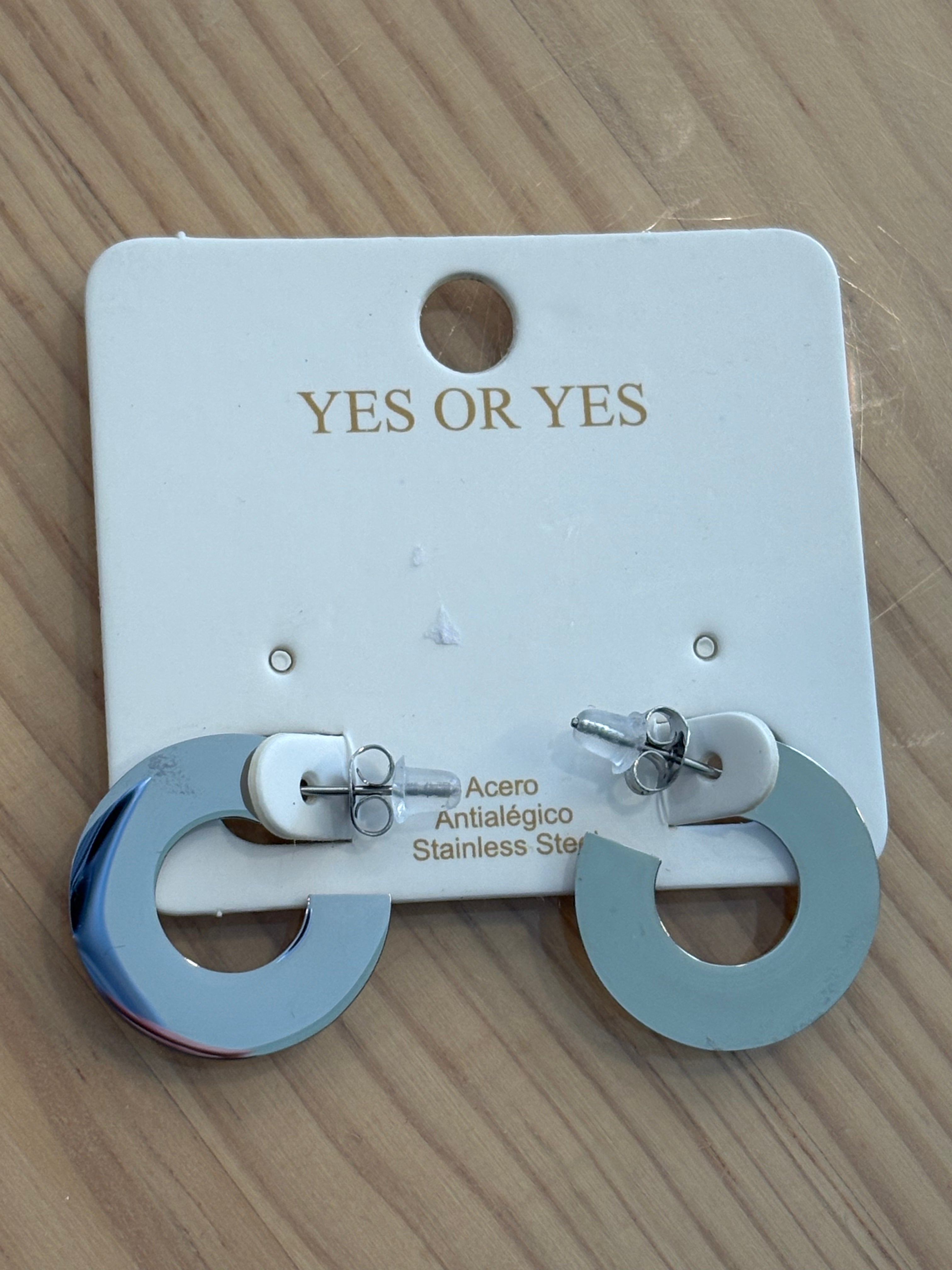 Pendientes acero antialérgico plateado