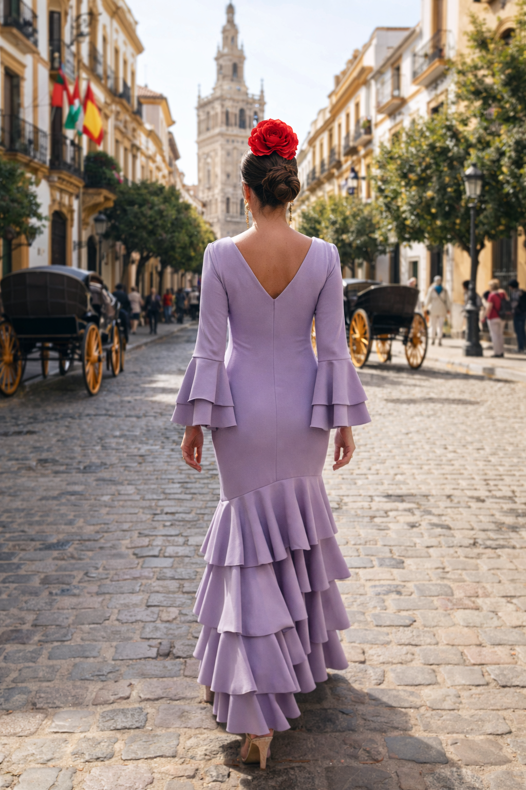 Traje flamenca lila (talla 34/46 aprox)