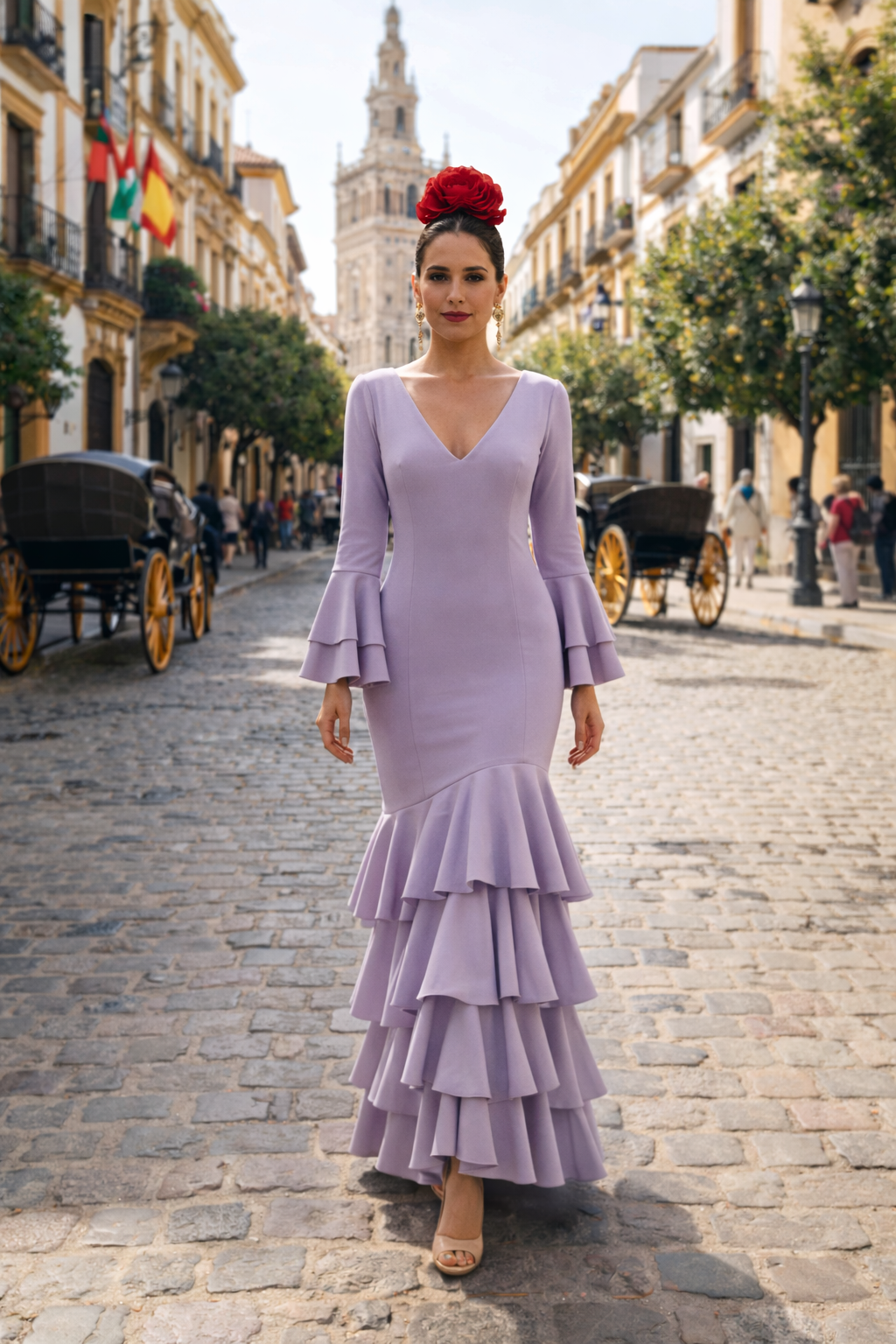 Traje flamenca lila (talla 34/46 aprox)