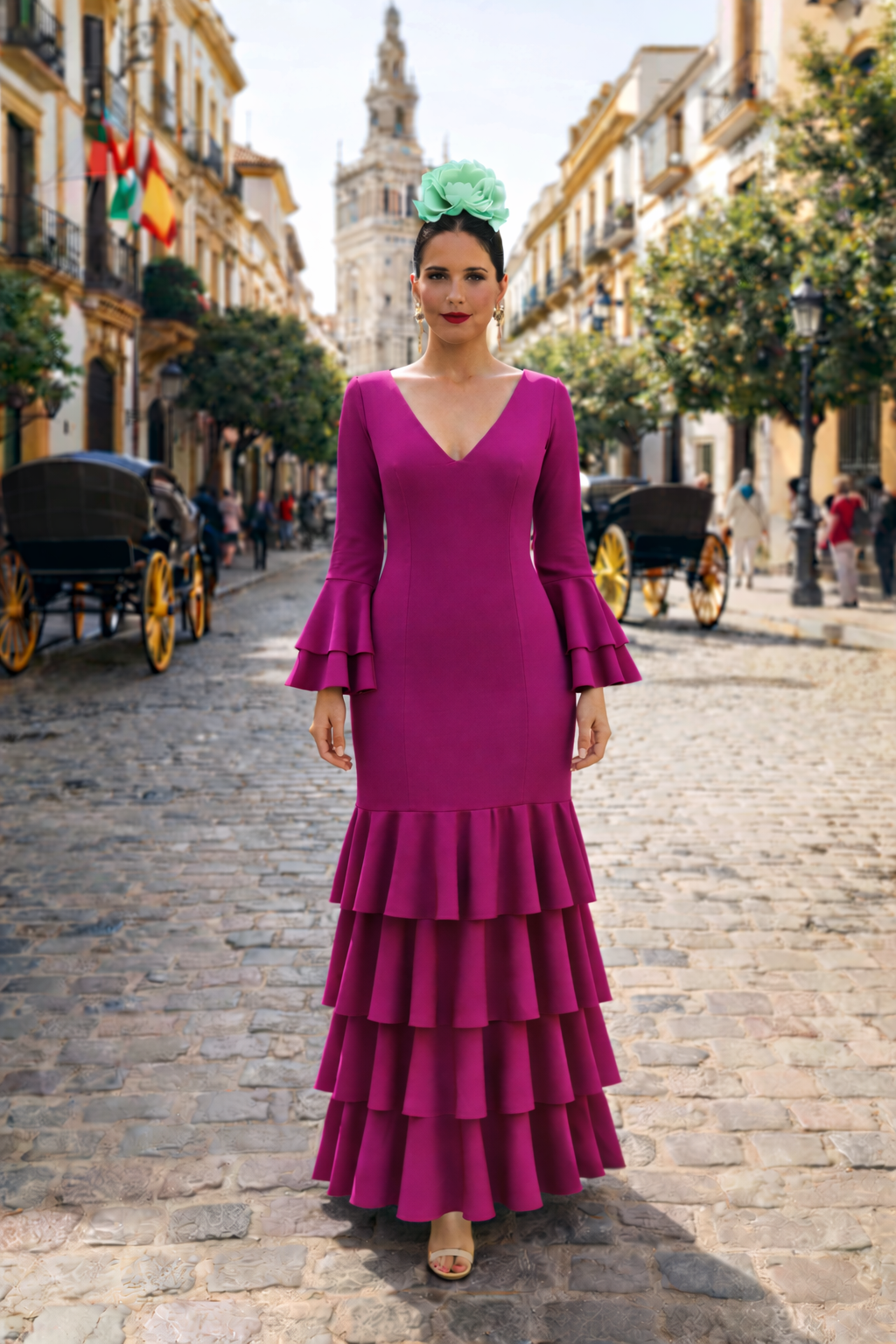 Traje flamenca buganvilla ( 34/46 aprox)