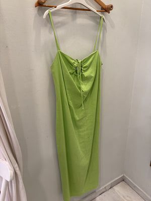 Vestido verde 55% lino talla L