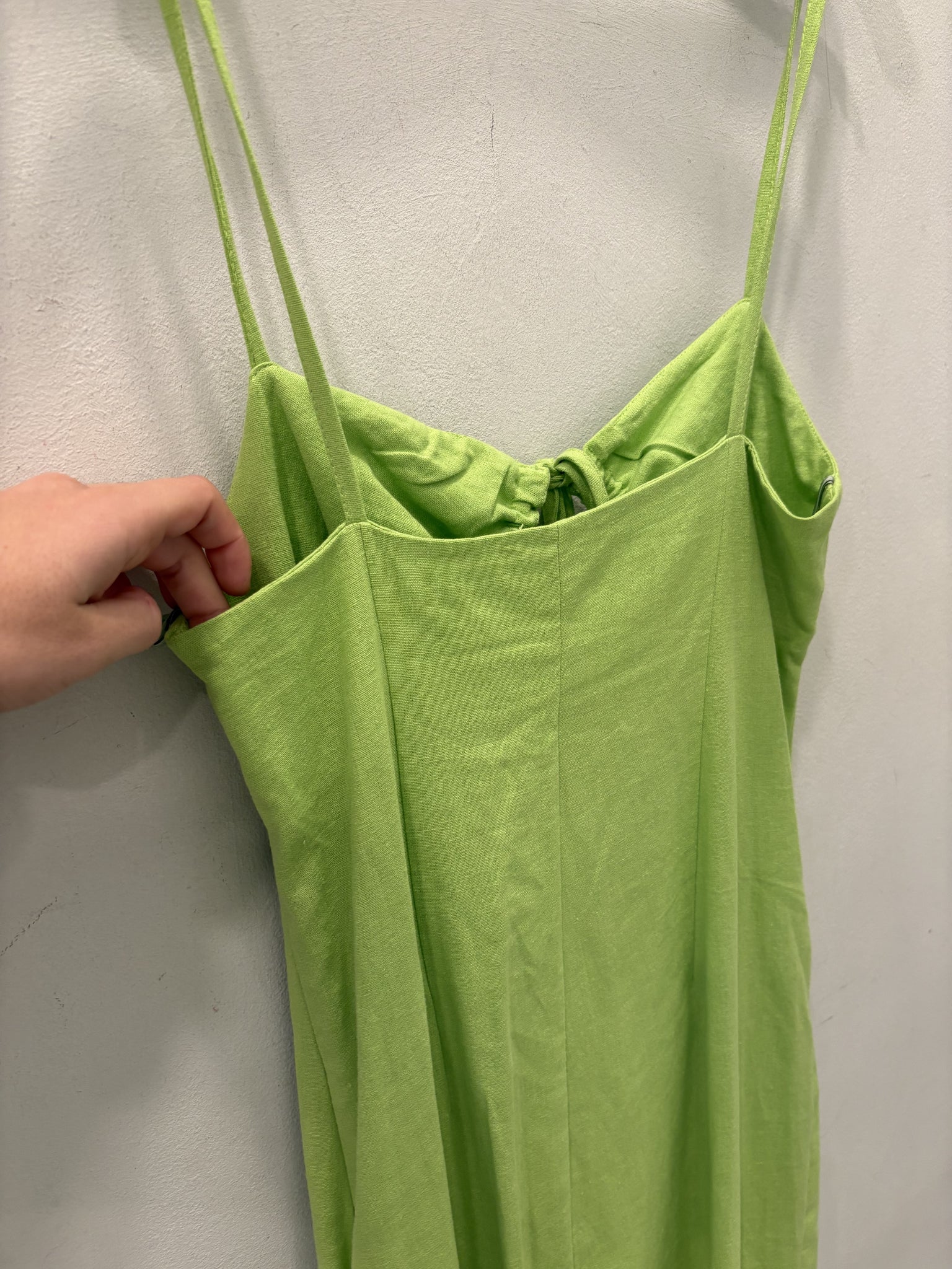 Vestido verde 55% lino talla L