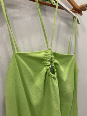 Vestido verde 55% lino talla L