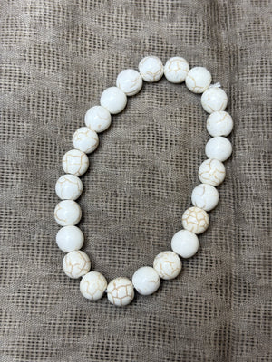 Pulsera bolas elástica blanca