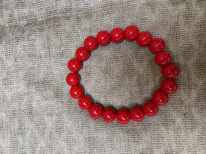 Pulsera bolas elástica roja