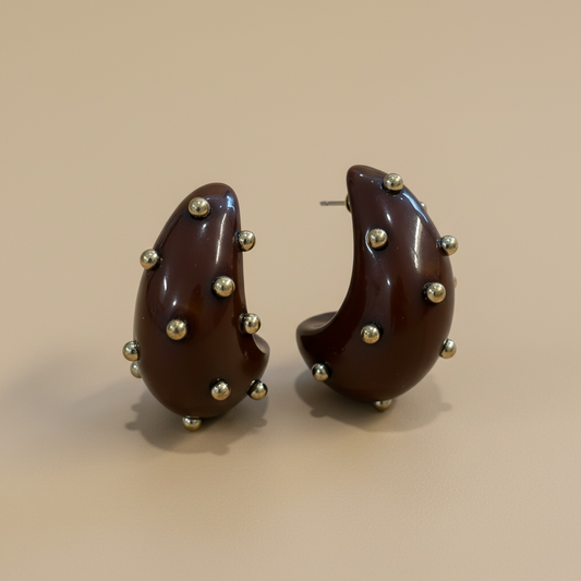Pendientes marrones acero