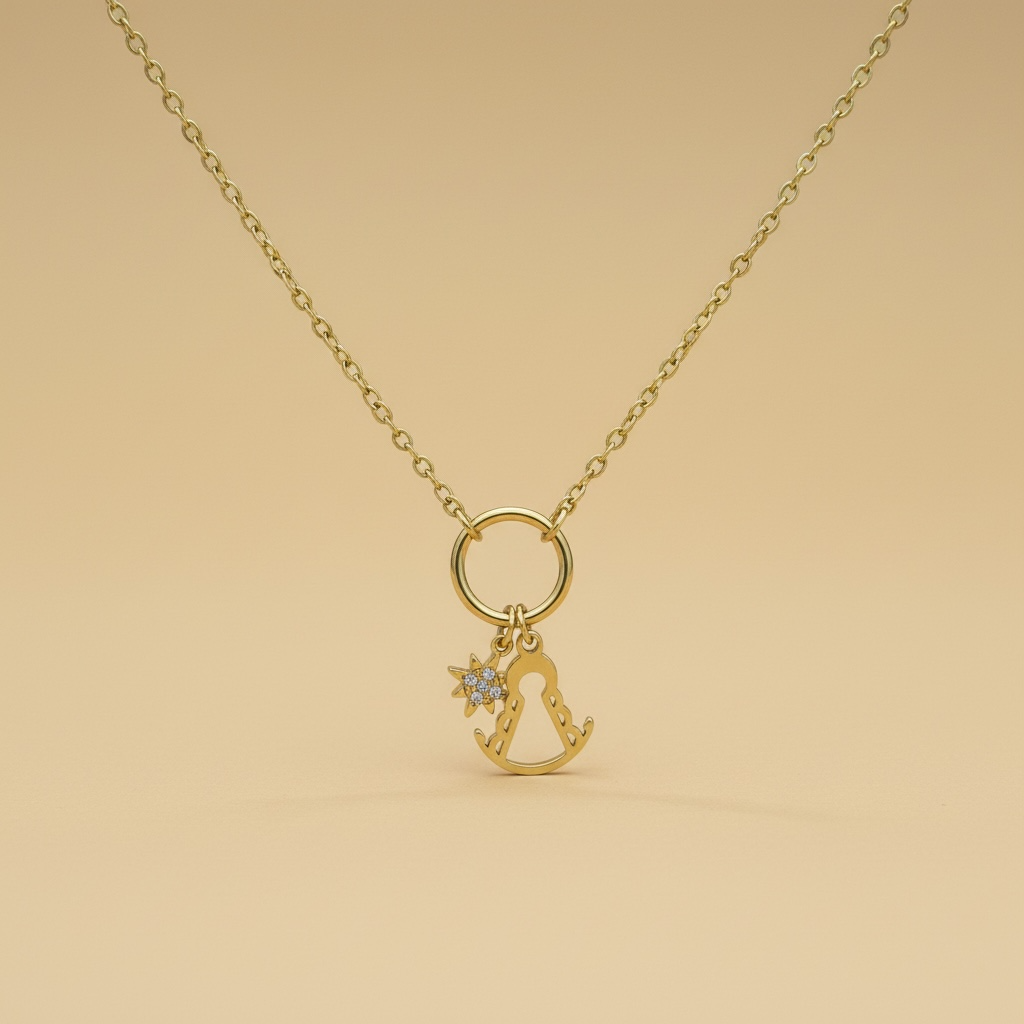 Colgante virgen con estrella acero