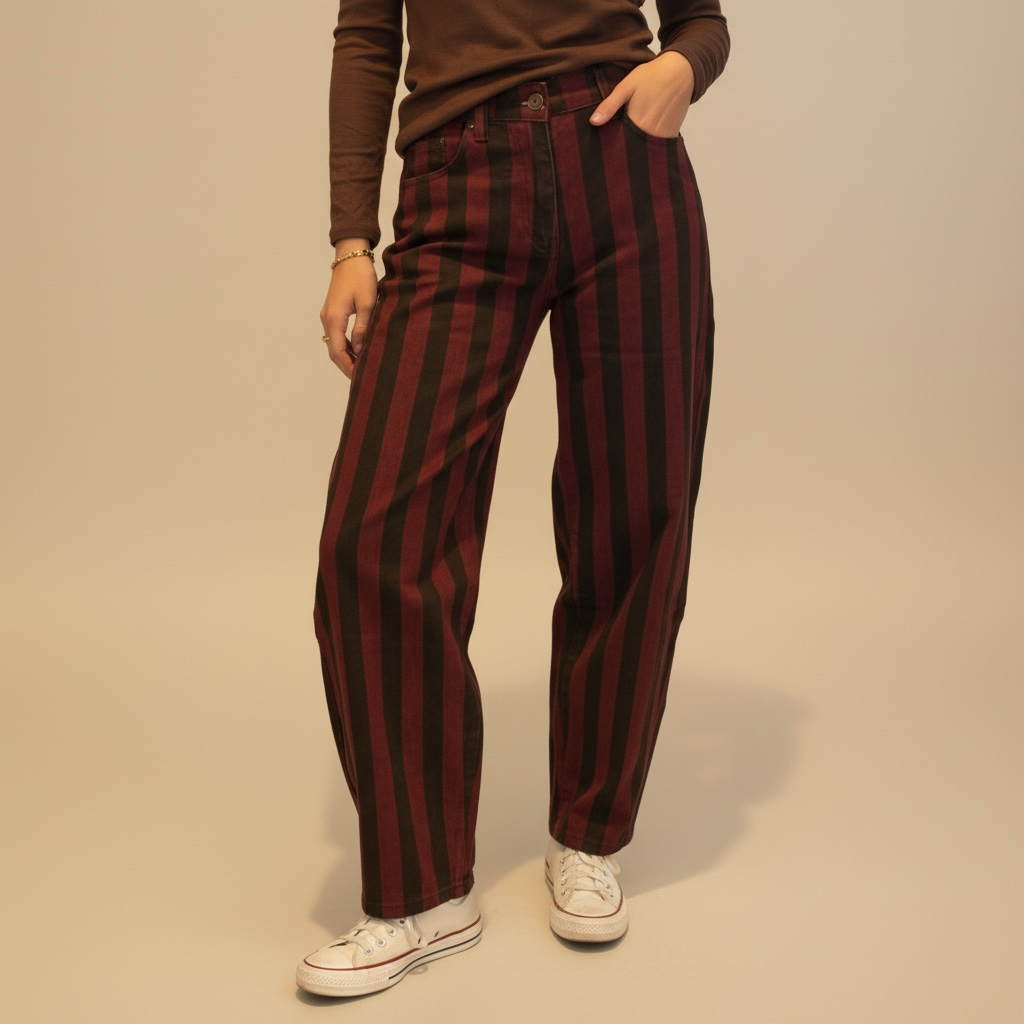 Pantalón rayas marrón y burdeos