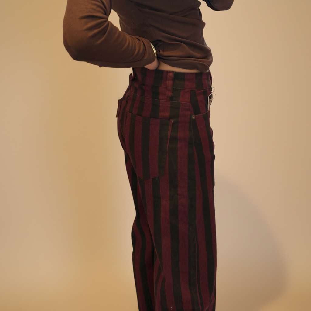 Pantalón rayas marrón y burdeos