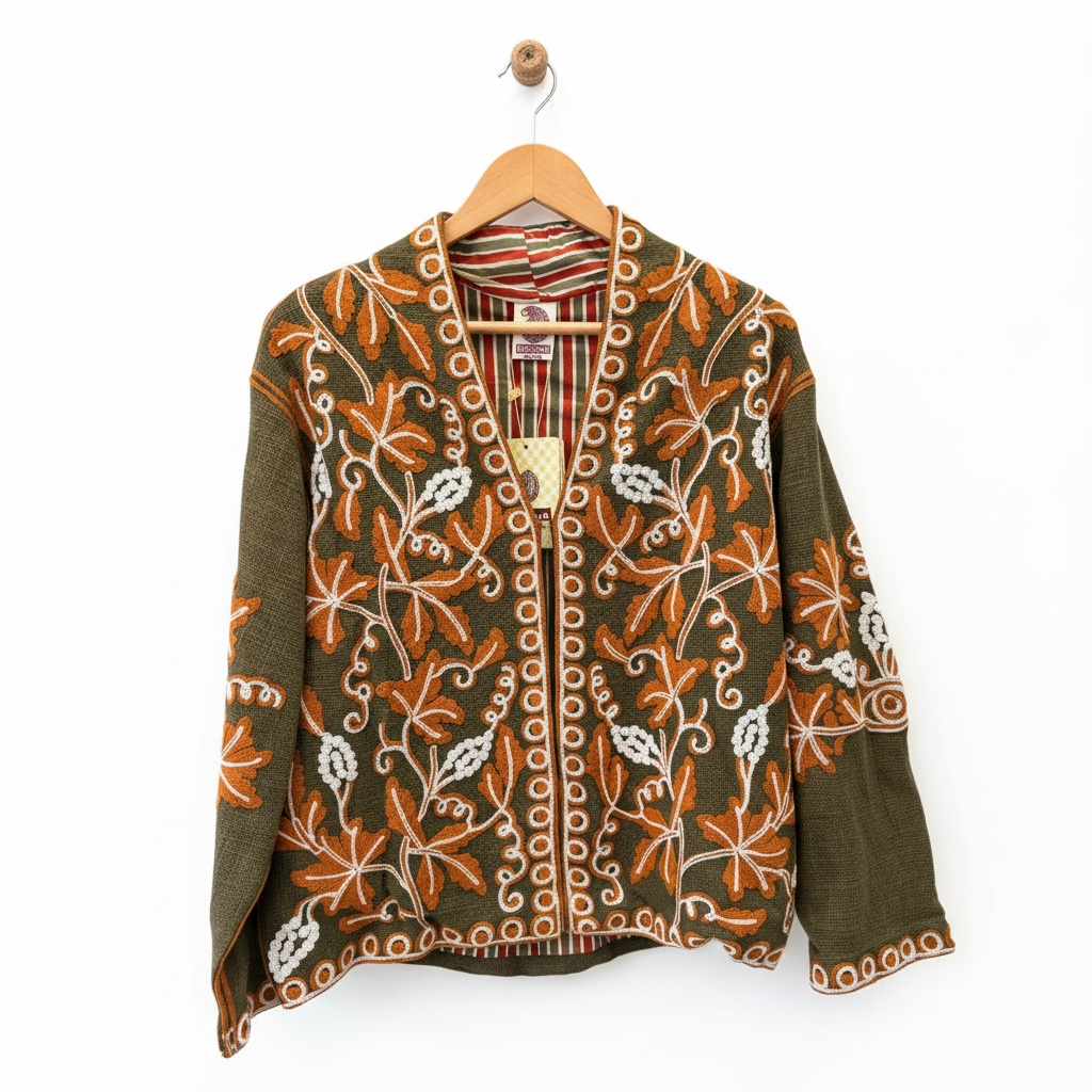 Chaqueta bordada verde