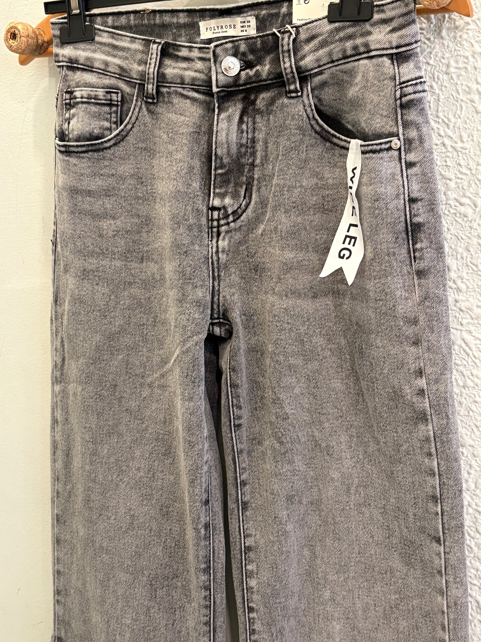 Vaquero wide leg gris