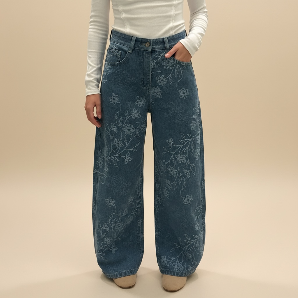 Pantalón bordado flores
