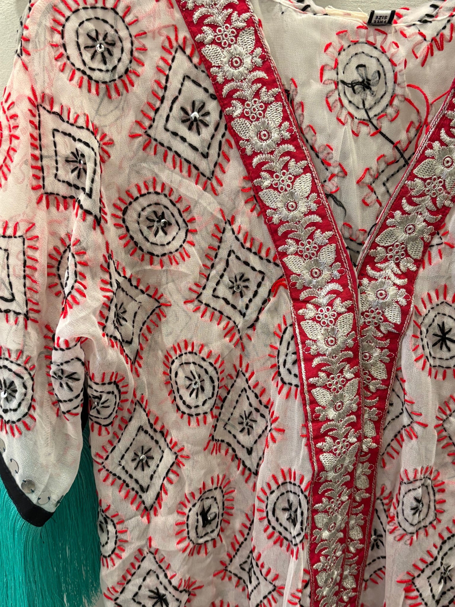 Kimono flecos verde agua