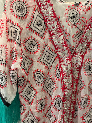 Kimono flecos verde agua