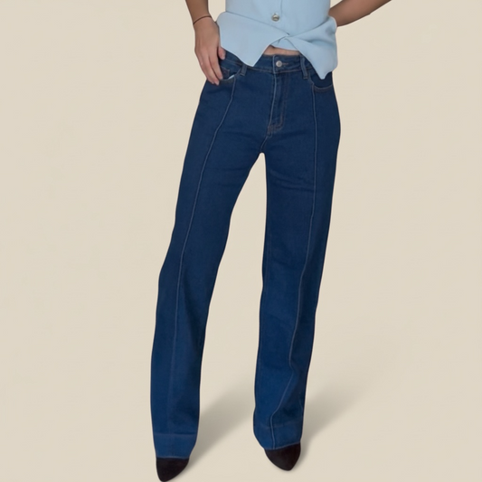 Pantalón vaquero raya elástico
