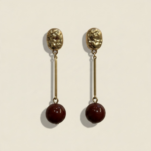 Pendientes detalle burdeos acero