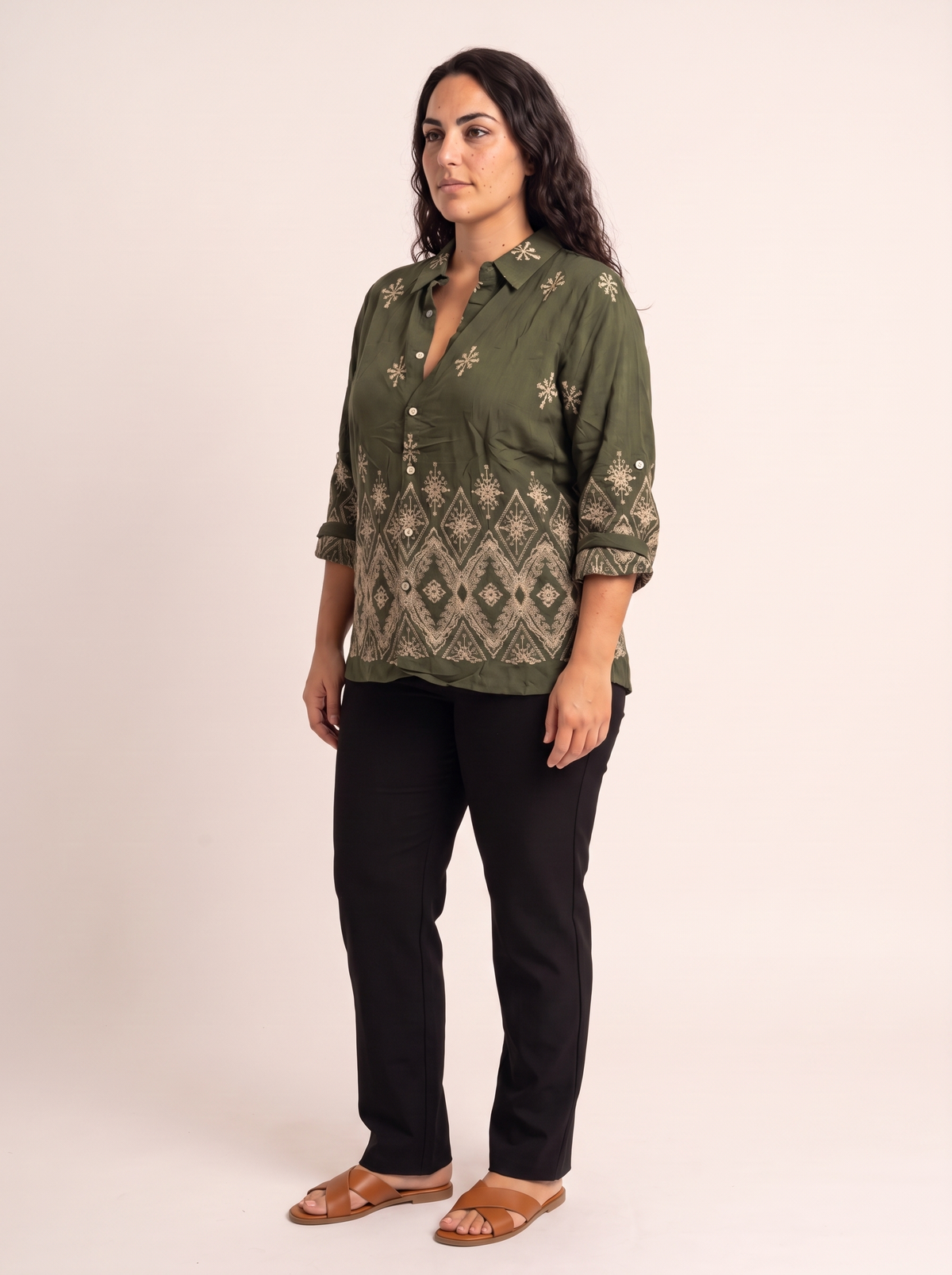 Camisa Verde Bordada