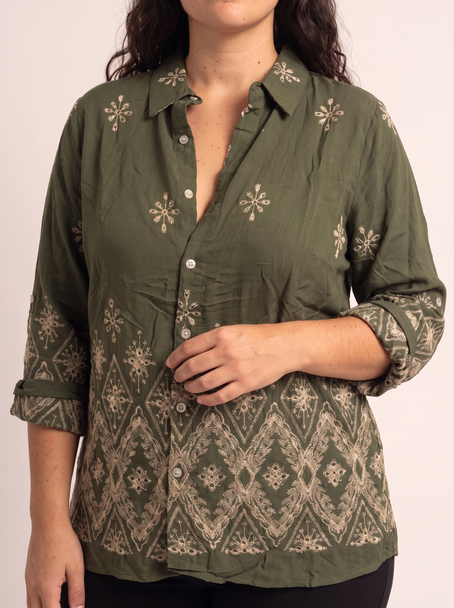 Camisa Verde Bordada